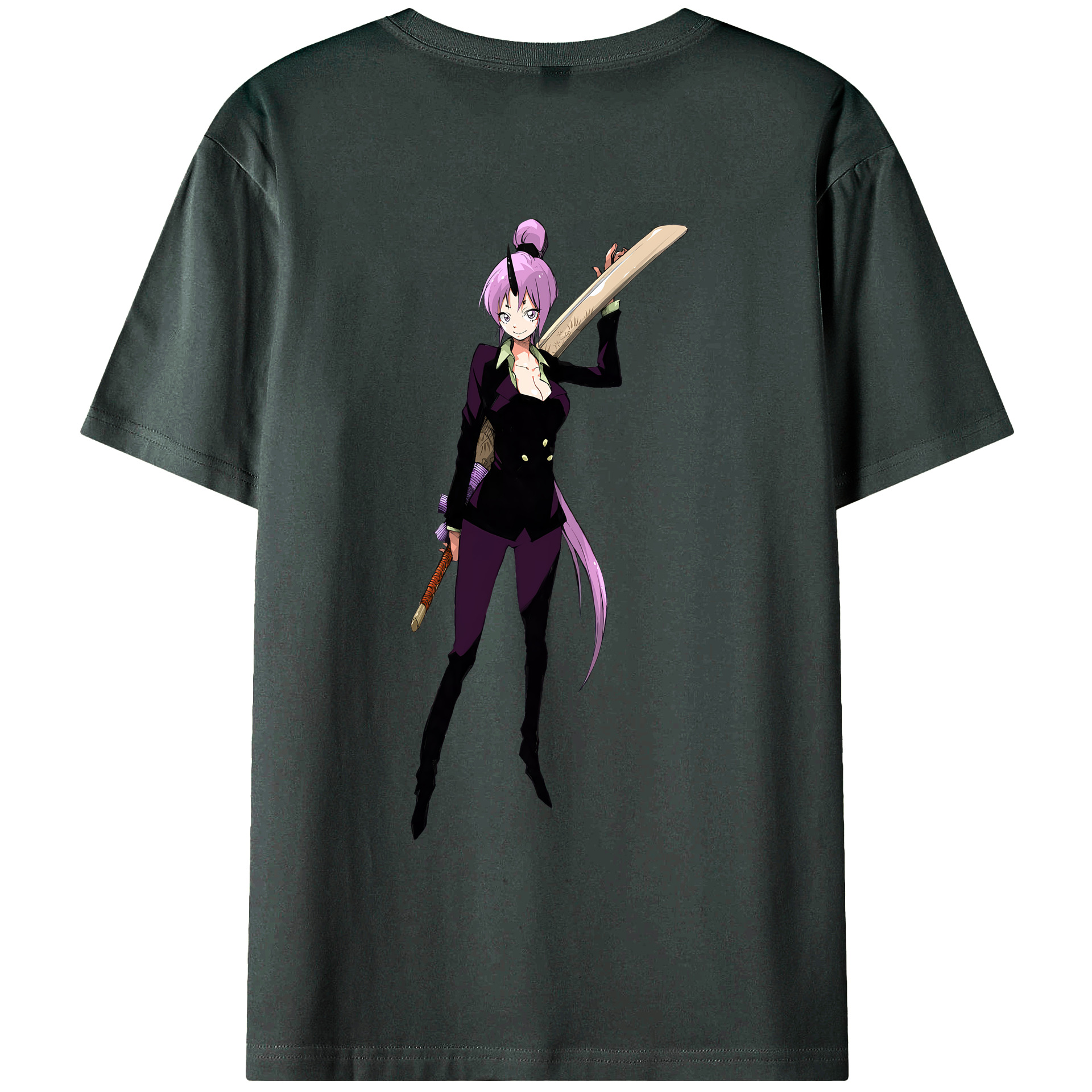 （画像用） 転スラ Regarding Reincarnated to Slime 綿100％ メンズ半袖Tシャツ（バックプリント） 通気性